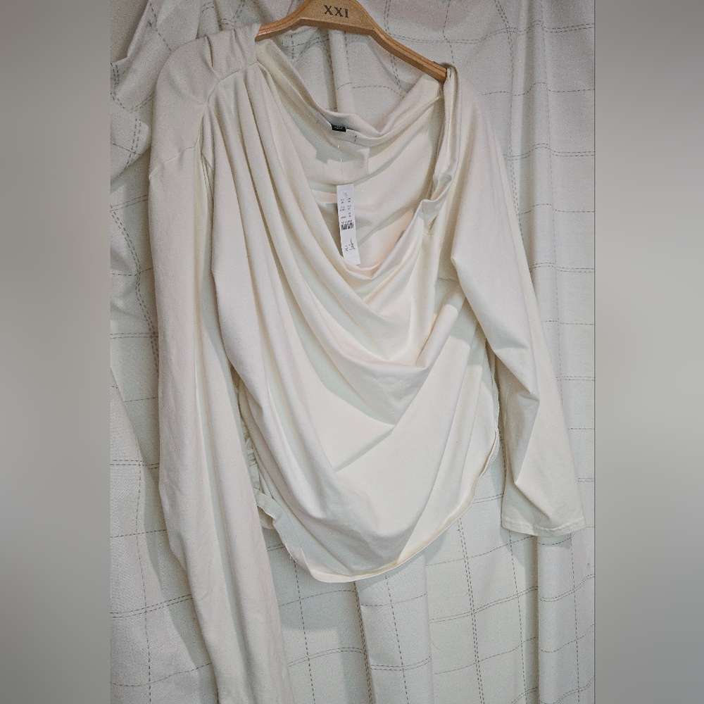 J Crew Asymmetrical off-the-shoulder top in stretch cotton blend - Picture 2 of 3